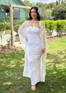 Kaftans: Avemaria Kimono - Pacific White