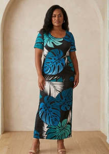 Puletasi Two Piece: Leata Puletasi - Azure Bliss