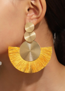 Tassle Drop Earrings - Yellow