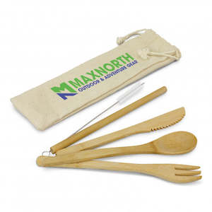 Camping Outdoors: Bamboo Cutlery Set
