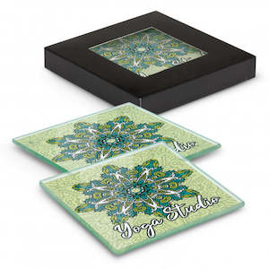 Coasters: Venice Glass Coaster Set of 2 Square - Full Colour