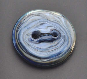 Notions Miscellaneous: Blue Metallic Rim Glass Button