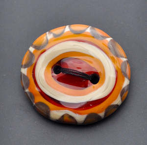 Notions Miscellaneous: Brown Bullseye Glass Button