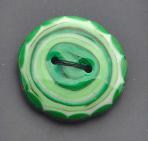 Notions Miscellaneous: Green Bullseye Glass Button