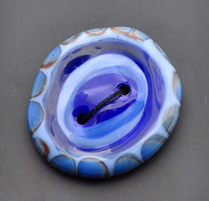 Blue Bullseye Glass Button