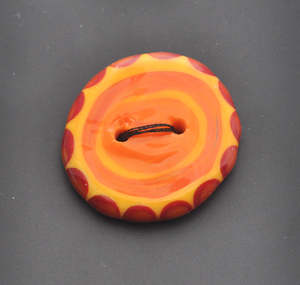Notions Miscellaneous: Orange Bullseye Glass Button