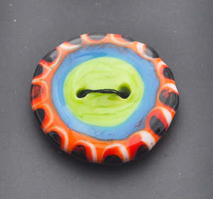 Notions Miscellaneous: Multi-Colour Bullseye Glass Button