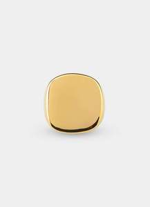Rings Category: Rounded Signet Ring - 18k Gold Plated