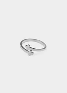 Mini Cross Ring - Stainless Steel