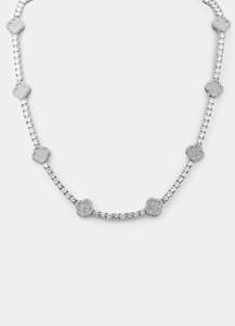 Necklaces Category: Four Leaf Tennis Necklace - Palladium Plated