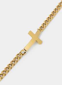 Cuban Cross Bracelet S/M - 18k Gold Plated