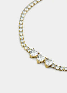 Triple Heart Tennis Bracelet - 18K Gold Plated