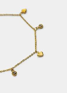 Heart and Stud Mini Charm Bracelet - 18K Gold Plated