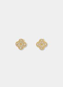 Vendetta Four Leaf Gold Stud Earring - 18k Gold Plated