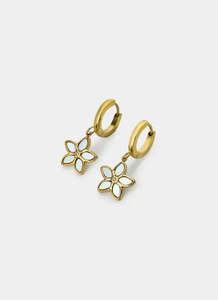 Earrings: Frangipani Hoop Earrings - 18K Gold Plated