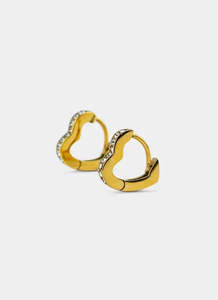 Icy Heart Earrings - 18K Gold Plated