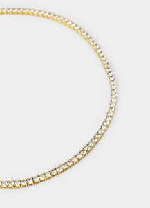 Mens Chains: Tennis Necklace - 18k Gold Plated