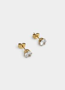 Solitaire Stud Earrings - 18K Gold Plated