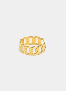 Mens Rings: Cuban Adjustable Ring - 18K Gold Plated