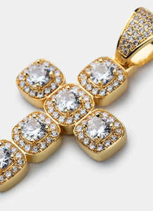 Princess Cut Cross Pendant - 18k Gold Plated