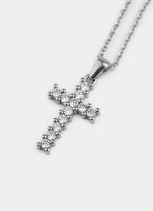 Squared Icey Cross Necklace - Stainless Steel