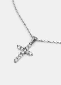 Icey Cross Necklace - Stainless Steel