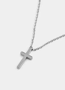 Silver Cross Necklace - Stainless Steel