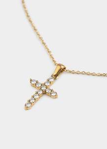 Crosses: Icey Cross Necklace - 18K Gold Plated