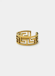 Greca: Greca Link Ring - 18K Gold Plated