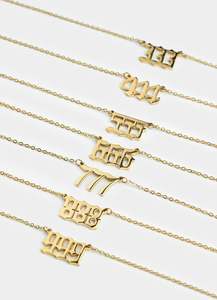 Old English Collection: Angel Numbers Necklace - 18K Gold Plated