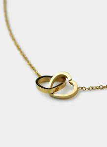 Bar and Clasp Heart Necklace - 18K Gold Plated