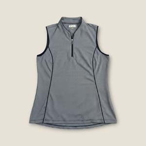 Preloved: Greg Norman Sleeveless Polo – Navy Check with Piping (M)