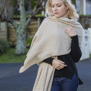 Products: Possum Merino Honeycomb Wrap Ivory – Merii