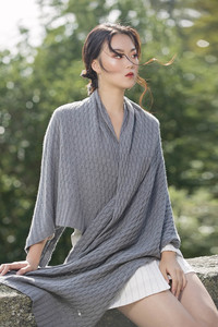Possum Merino Honeycomb Wrap Pewter – Merii