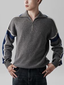 Products: Cashmere Contrast-Panel Half-Zip Sweater — Pewter Blue – Merii