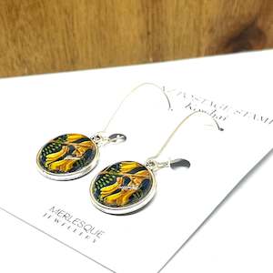 Kiwiana: KOWHAI 16mm GLASS DOME EARRINGS