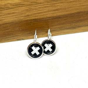 Glass Dome Earrings: BLACK AND WHITE KISS EARRINGS