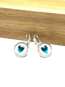 Bridemaid Earrings: AQUA BLUE HEART EARRINGS