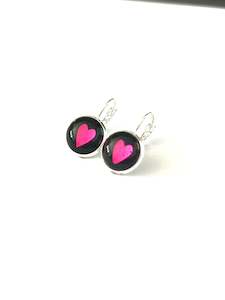 Bridemaid Earrings: HOT PINK HEART EARRINGS