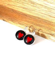 Bridemaid Earrings: RUBY RED HEART EARRINGS
