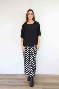 Merric Relaxed Straight-Leg Pants with Elastic Waist & Front Zip