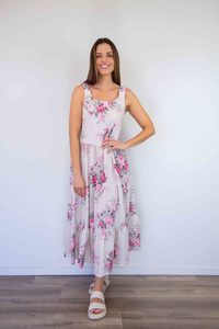 New: Larosela Flower Print Strap Dress