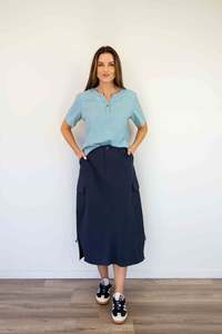 Merric Embossed Cotton V-neck Top