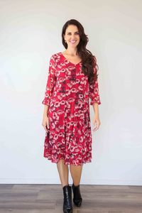 New In Dresses: Merric Ruffle-Cuff Stretchy Mesh Dress