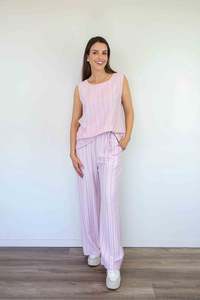 Larosela Wide-Leg Pants With Elastic Drawstring Waist