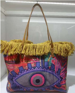 Magnetic Button Beach Bag Multiple Prints