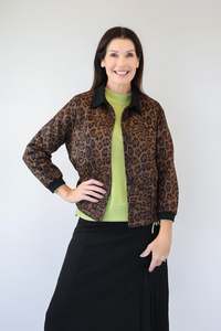 Merric Thick Knit Print Contrast Collar Jacket