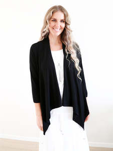 Larosela Ruffle Hem Open Front Cardigan