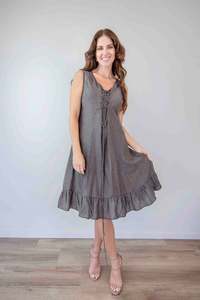 Larosela Tie Front Pleated Hem Dress