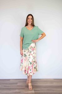 Clothing Bottoms: Merric Flower Print Skirt